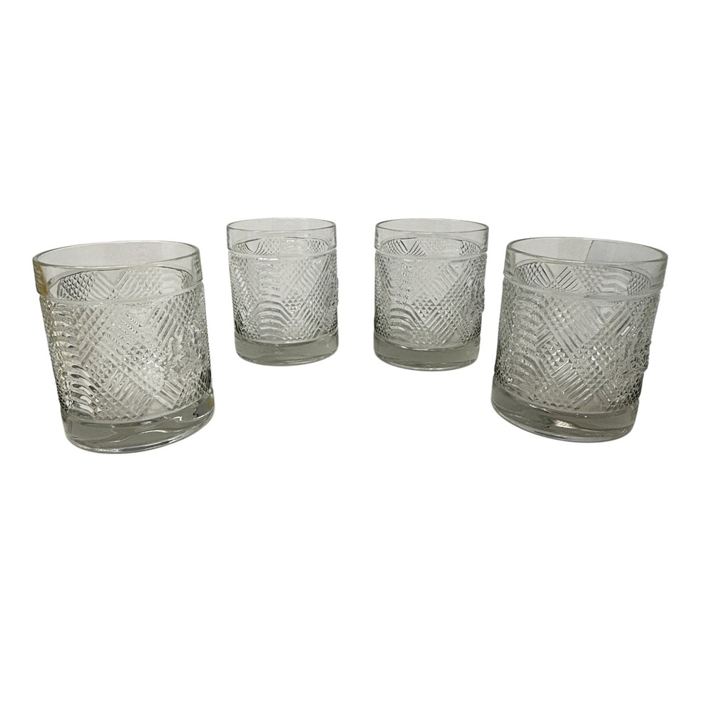 Vintage Ralph Lauren Argyle Plaid Double Old Fashioned Lion Cocktail Glasses Set - Picture 2 of 5